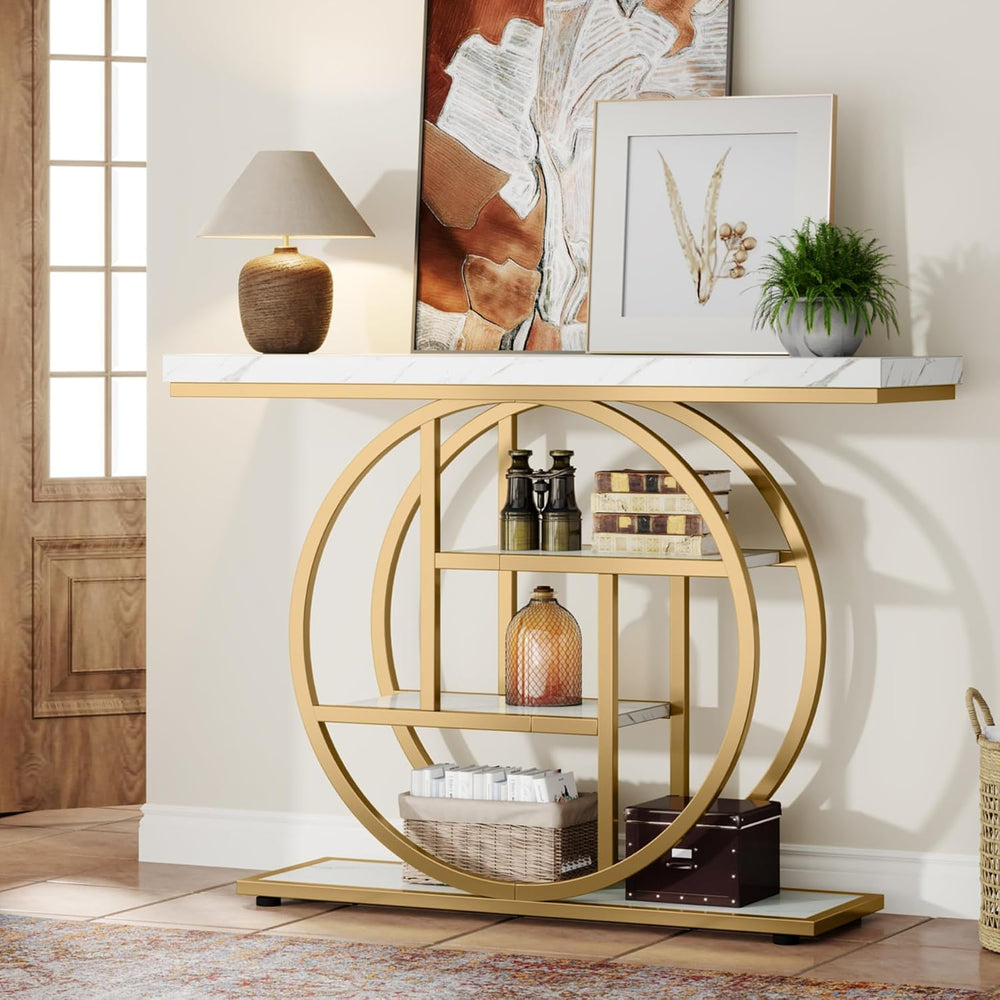 Tribesigns 41.3" Console Table, Industrial 4-Tier Sofa Entryway Table wi...