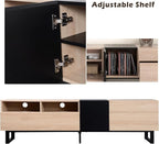 Ball & Cast 70" Modern TV Stand for TVs up to 80", Media Console with Drop-Down Door, 2 Drawers & Adjustable Shelf, Entertainment Center w/Ample Storage for Living Room, Home Theatre, Natural Wood