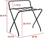 Kings Brand Furniture - Metal Foldable Luggage Rack, Suitcase Stand with Back, Black