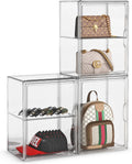 Purse Storage Organizer for Closet 3 Packs Clear Handbag Storage Organizer Acrylic Display Case with Adjustable Divider for Collectibles, Stackable Bag Organizer for Wallet, Figure, XXX-Large