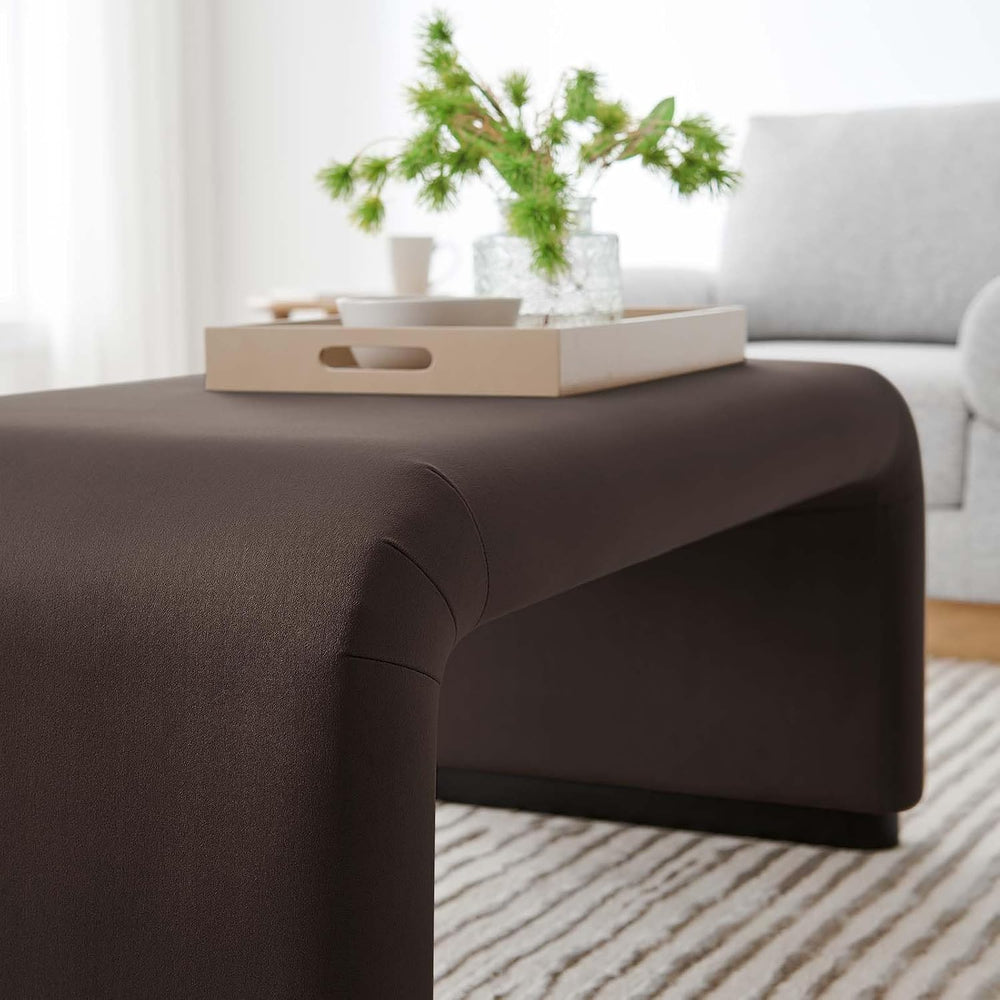 Modway EEI-6735-BLK-CHB Koda Performance Velvet Waterfall Ottoman, Black Choc...