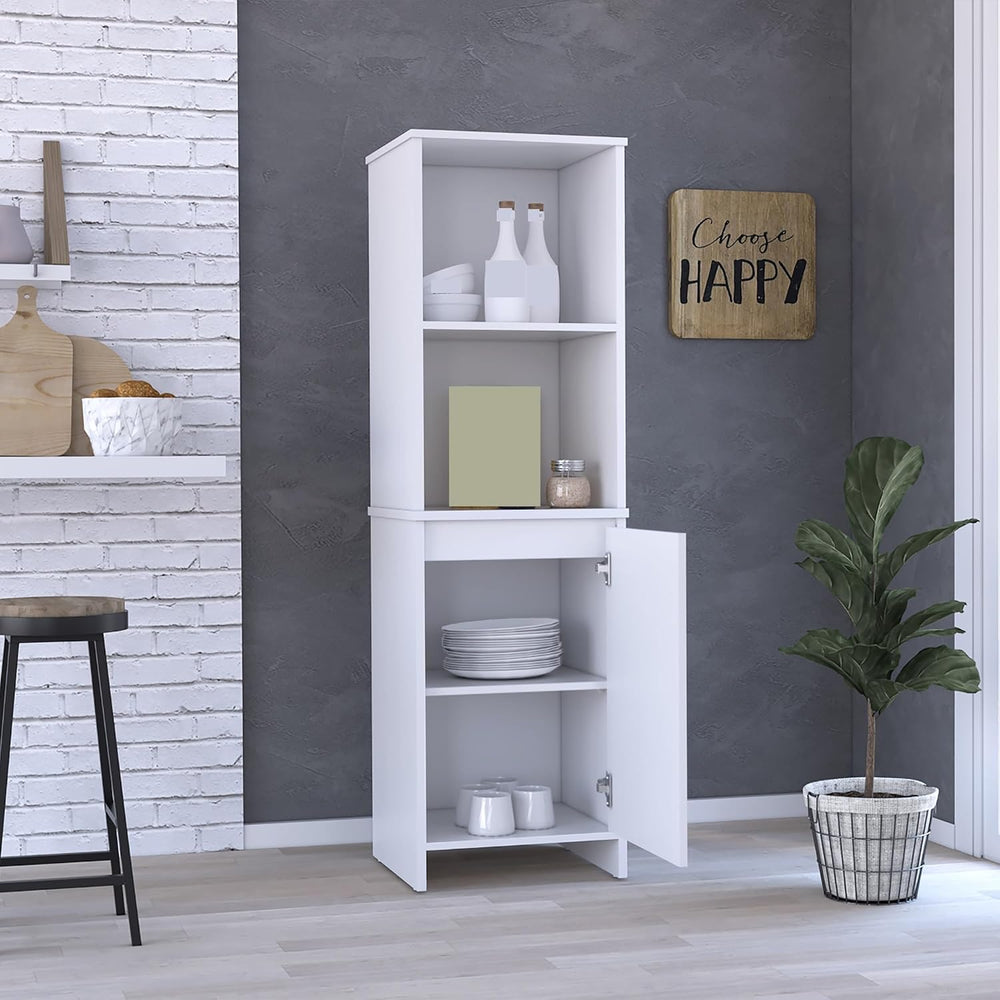 Farmhouse Kitchen Pantry Feery, Single Door Cabinet, Interior and External Sh...