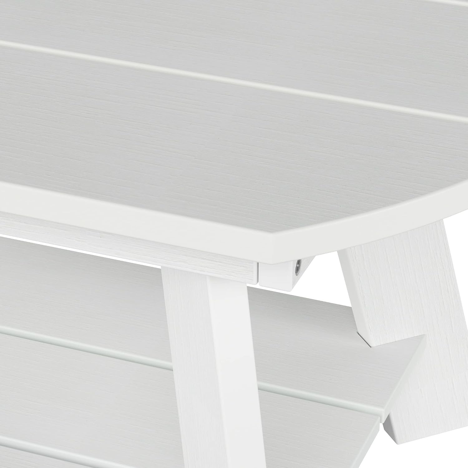 WestinTrends Tuscany Outdoor Coffee Table, All Weather HIPS 2 Tier Patio Adirondack Coffee Table, White