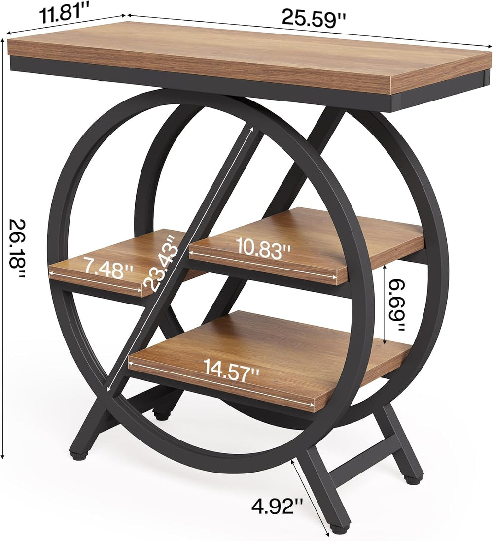 End Table, Narrow Side Table with 4-Tier Large Storage Space, Modern Bedside ...