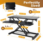 32 inch Standing Desk Converter, Height Adjustable Sit Stand Riser for Home Office,Stand Up Desk Riser, Quick Sit to Stand Tabletop with Keyboard Tray，Black