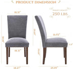 Parsons Dining Chairs Set of 2, Upholstered Nailhead Dining Room Kitchen Side Chair with Thick Cushions and Wood Legs, Dark Grey