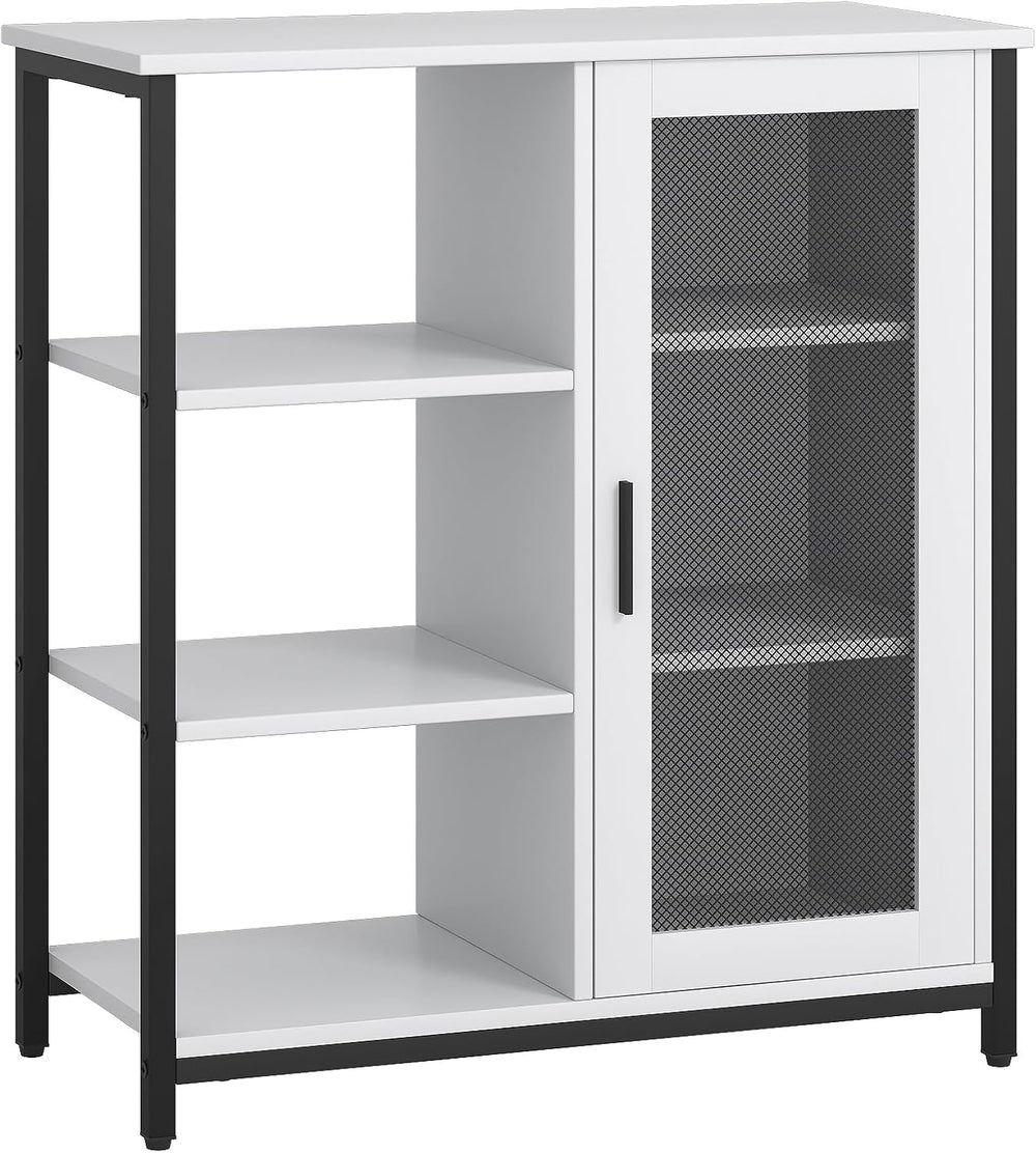 LVSOMT Coffee Bar Cabinet with Adjustable Shelves and Door, Rustic White | 27...