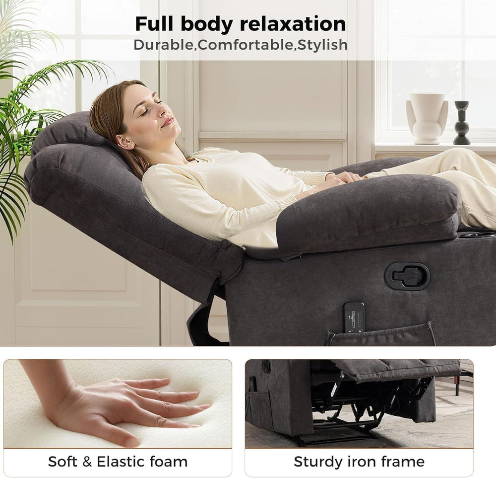 HAOMARKETS Classic Manual Recliners with Massage and Heat for Adults, Breatha...