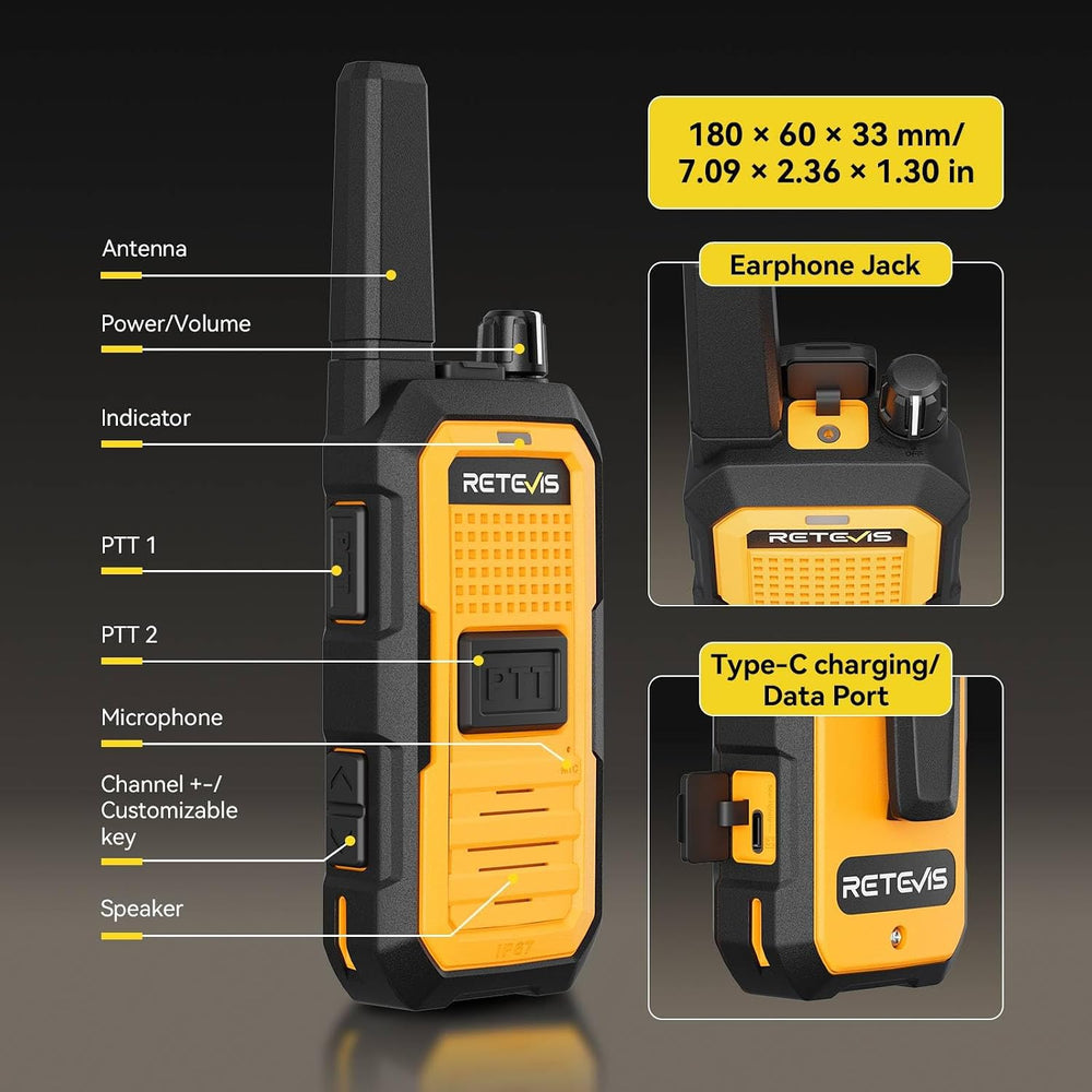 Retevis RB48A IP67 Waterproof Walkie Talkies Long Range Adults