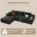 96" Modular Sectional Couch, Boneless L Shaped Cloud Sofa with Chaise Lounge, Corduroy Upholstered Couches Memory Foam Deep Seat, No Assembly Required, Ideal for Living Room(Black, Left Facing)