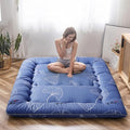 MAXYOYO Japanese Floor Mattress Futon Mattress, 4" Thicken Tatami Mat Sleeping Pad Foldable Roll Up Mat Boys Girls Dormitory Pad Kids Floor Lounger Pillow Bed, Charcoal Grey, Queen Size