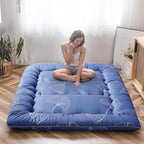 MAXYOYO Japanese Floor Mattress Futon Mattress, 4" Thicken Tatami Mat Sleeping Pad Foldable Roll Up Mat Boys Girls Dormitory Pad Kids Floor Lounger Pillow Bed, Charcoal Grey, Queen Size