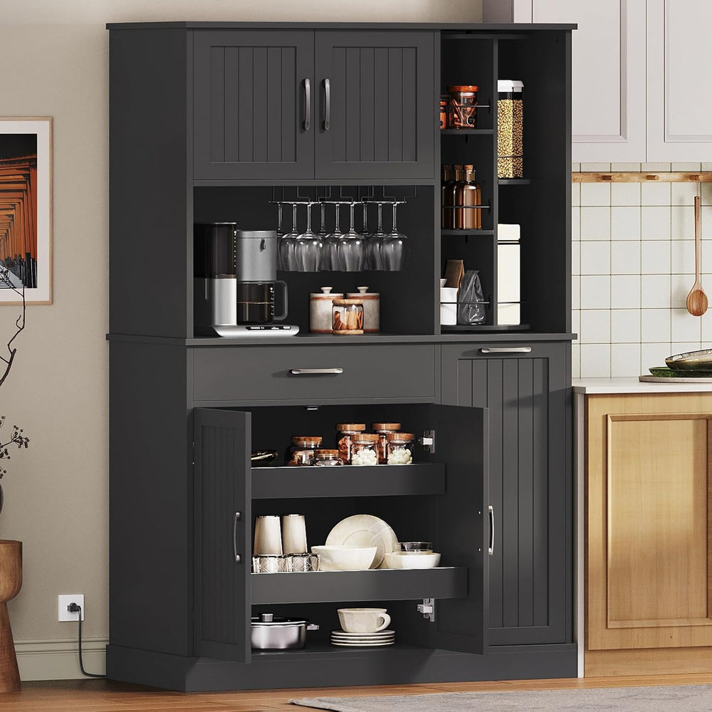 Pantry Cabinet, 67.7" Tall Kitchen Pantry Storage Cabinet with 360° Rota...