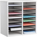 AdirOffice Wooden Adjustable organizerserature Organizer, 16 Compartment Office Mailbox, or Classroom Literature Organizer, White
