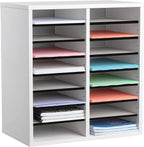 AdirOffice Wooden Adjustable organizerserature Organizer, 16 Compartment Office Mailbox, or Classroom Literature Organizer, White