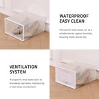 Large Shoe Storage Boxes Organizers Clear Plastic Stackable 12 Pack Fit Size 9, Shoe Rack & Holder Substitute, Sneaker Containers, Toy Storage Organizer Bins for Entryway, Closet, Under Bed