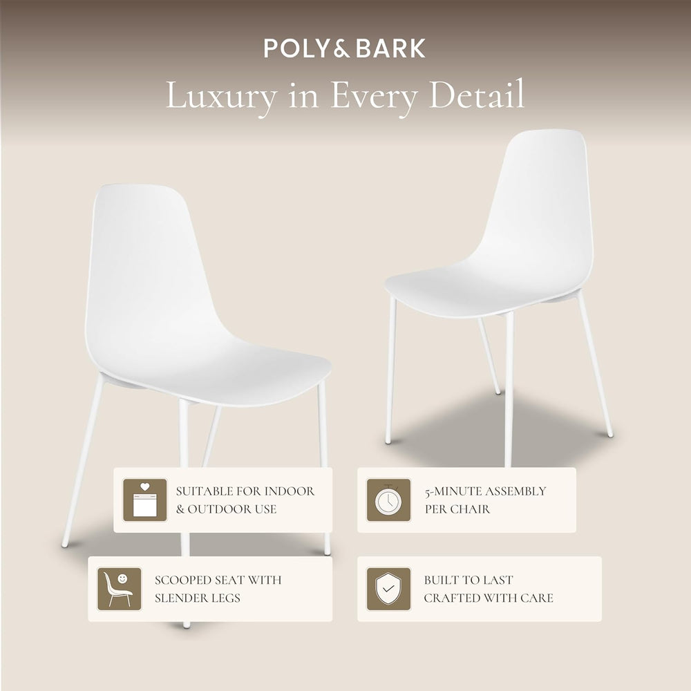 POLY & BARK Isla Modern Dining Chairs Set of 4 – Mid Century Modern Plast...