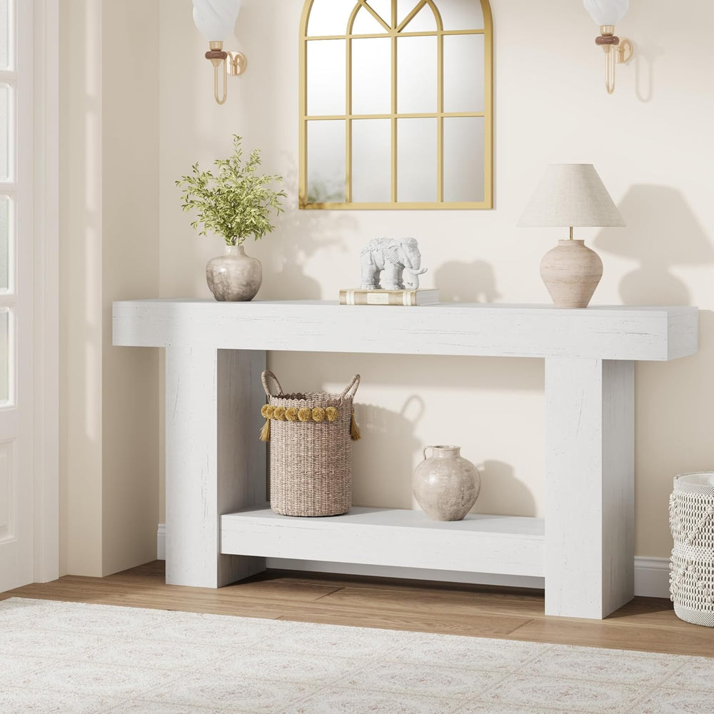 GAOMON 63" Farmhouse Console Table for Entryway - 2-Tier Storage Shelf, ...