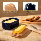 Sweese Large Butter Dish with Lid for Countertop, Airtight Butter Keeper Holds Up to 2 Sticks of Butter, Porcelain Butter Container for Kitchen Decor and Accessories for Kitchen Gift, Navy