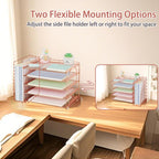 AUPSEN Rose Gold Desk Accessories Organizer,5-Tier Desktop Paper File Organizer with Adjustable File Holder, Office Desk Accessories for Office Supplies