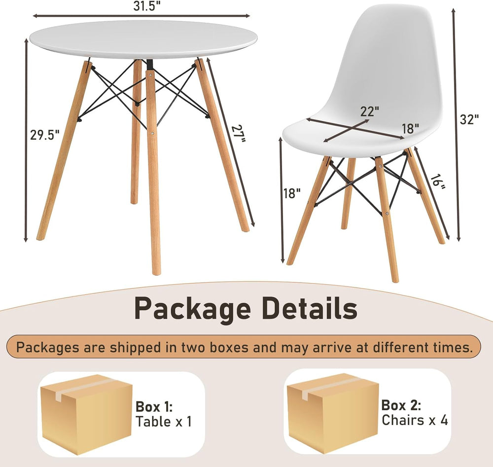 Tangkula Round Dining Table Set for 4, Modern Circle Kitchen Table & 4 Ch...