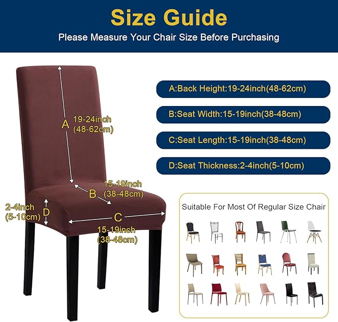 Chair Covers, Stretch Kitchen Chair Covers/Dining Room Chair Covers Set of 8, Removable Washable Dining Chair Slipcovers for Home, Hotel, Banquet