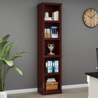 70" Tall Mahogany Bookcase, 5 Tiers Narrow Bookshelf for Living Room | 15" Wide Book shelf, Book Case for Hallway Kitchen Home Office Bathroom, Open Storage Organizer with Adjustable Shelf