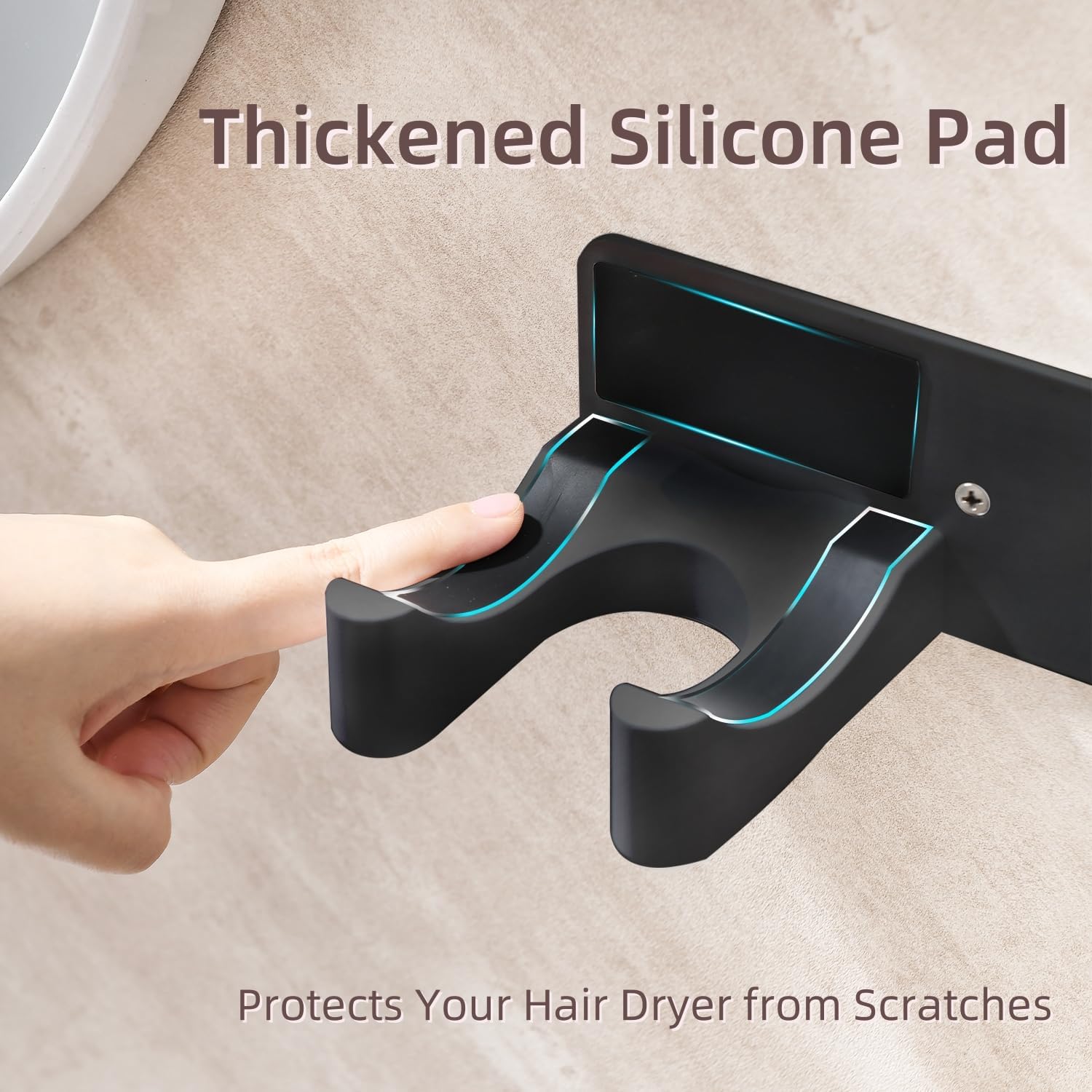 Hairdryer Holder Wall Mounted, Hair Dryer Mount Compatible with Dyson, Magnetic Hair Dryer Hook Adhesive Aluminum Alloy Blow Dryer Wall Mount for Bathroom Black No-Drill/Screw Installation UEMUSI