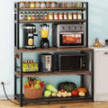 Denkee Large Bakers Rack with Power Outlets, 38 Inch Microwave Stand with Storage, 5-Tier Coffee Bar Stand, Industrial Kitchen Shelf Rack, Rustic Brown