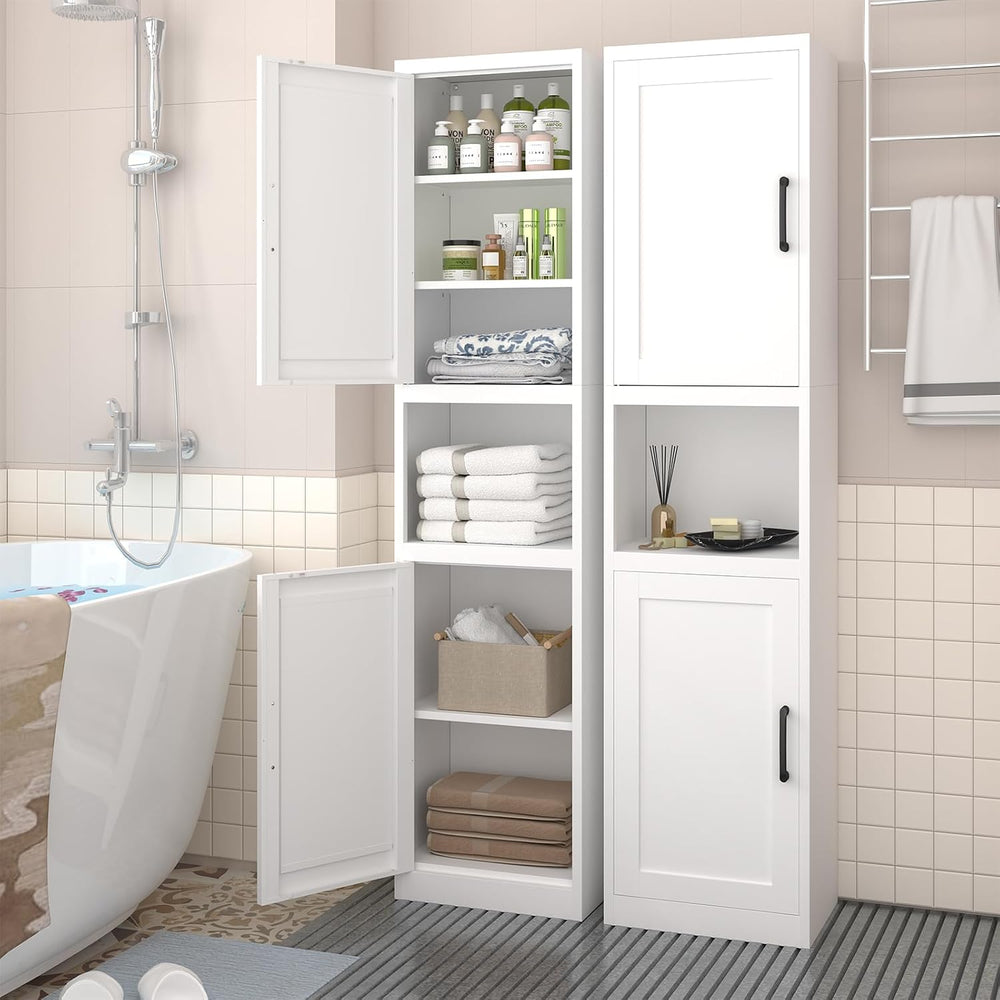 67" Tall Narrow Bathroom Storage Cabinet, Slim Metal Cabinet with Doors ...