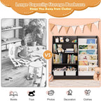 Black Kids Bookshelf Wood Toy Storage Organizer Cabinet Children Bookcase Toddler Baby Sling Book Rack Adjustable Shelf for Playroom Bedroom Nursery Hallway School Kindergarten
