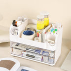 Makeup Organizer, Desk Organizer with 2 Large Drawers, Cosmetics Storage Box for nail polish,Lipstick, Brushes, Jewelry, Skincare, Bathroom Organization Boxes