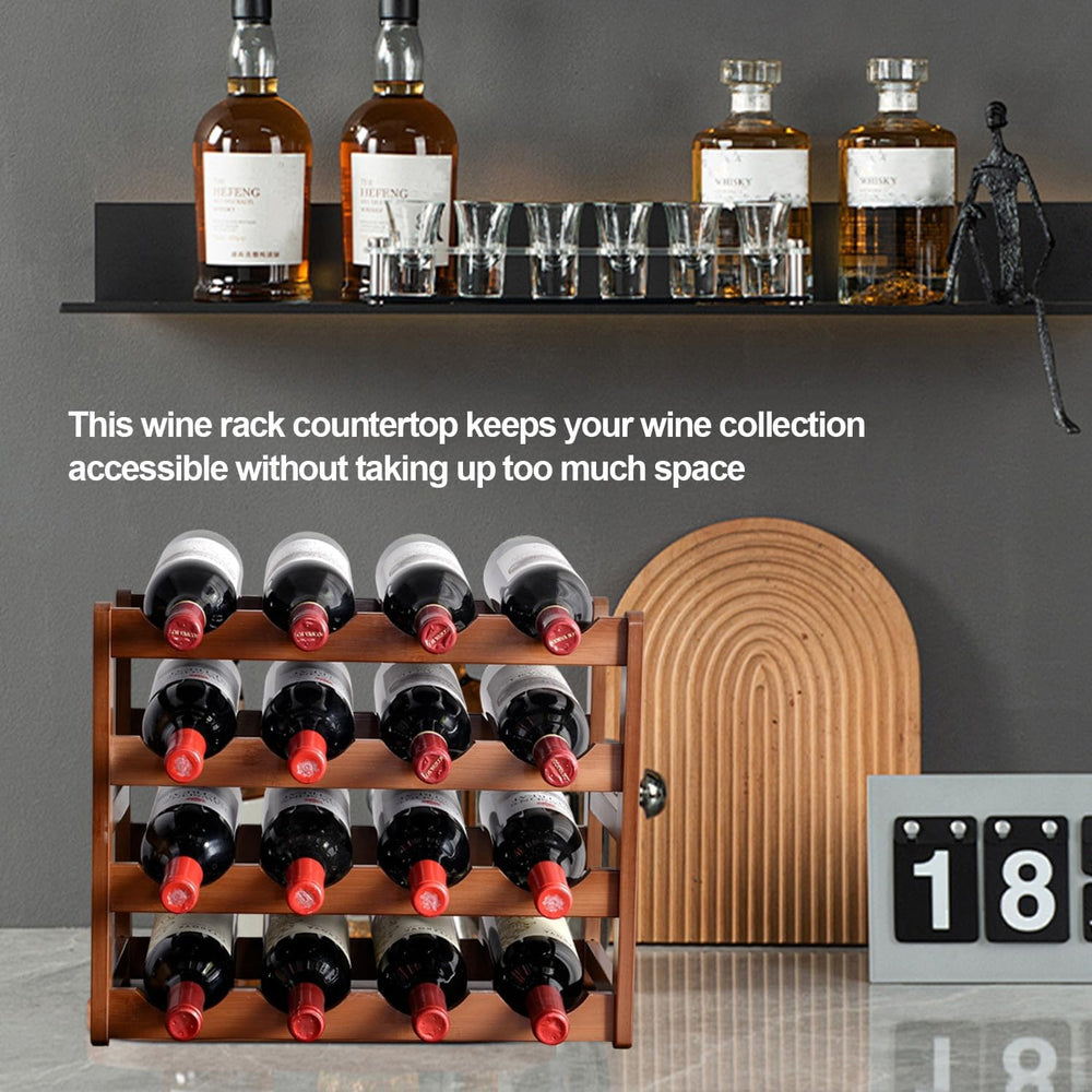 Wine Rack Countertop, 16 Bottle Wine Racks for Wine Bottles Storage Display, ...