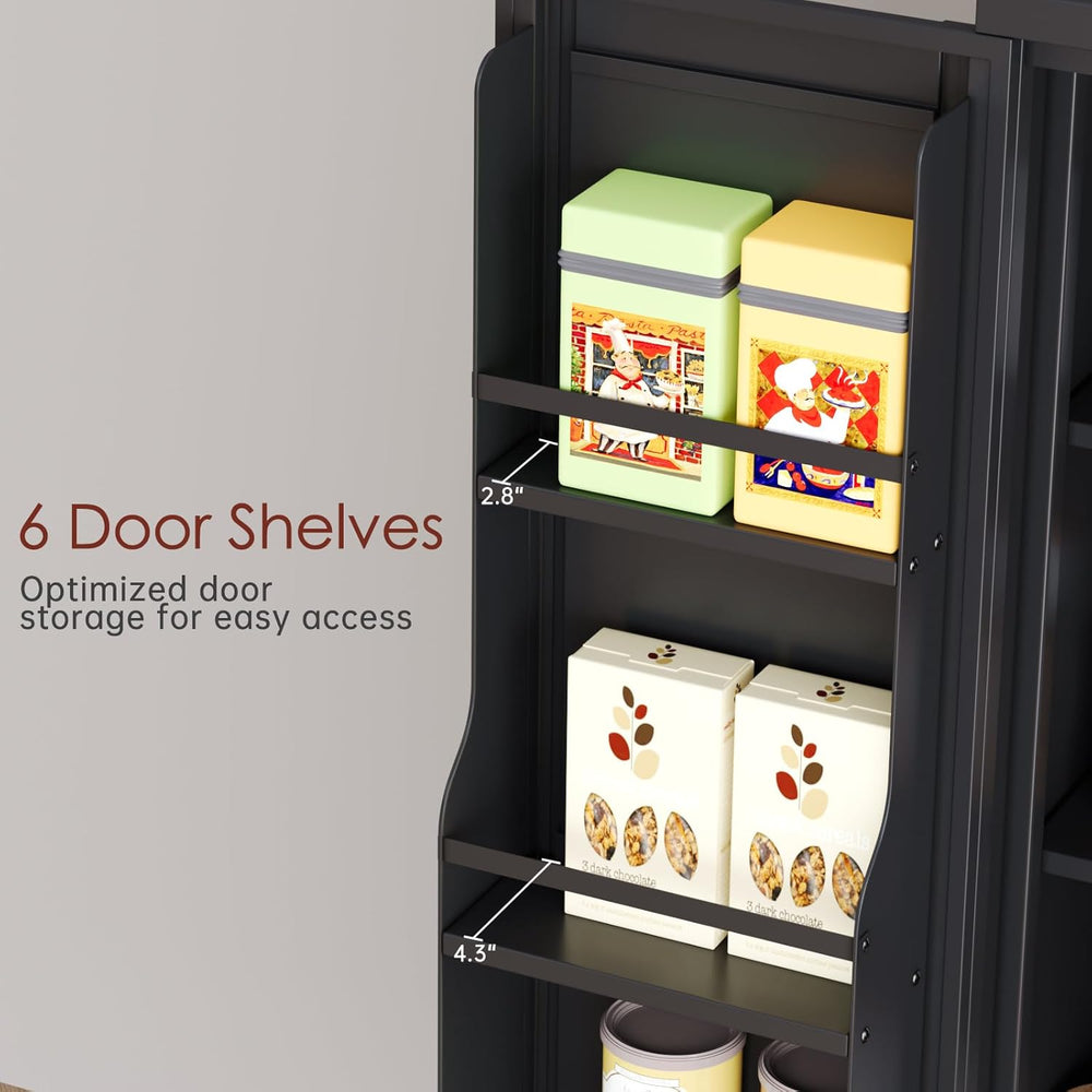 PAOFIN 75" H Metal Storage Cabinet, Pantry with 6 Door Shelves and 4 Adj...