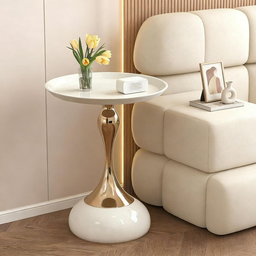 Elegant Modern Side Table Unique Hourglass Design Ideal for Living Rooms, Caf...