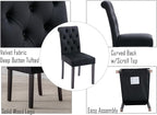 Velvet Dining Chairs Set of 2 Upholstered Dining Room Chairs Modern Tufted Accent Chairs Wooden Parsons Side Chairs for Home Kitchen Resturant, Black