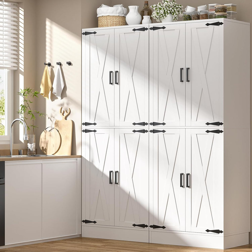 Unikito 71" Tall Kitchen Pantry Storage Cabinet with Farmhouse Barn Door...