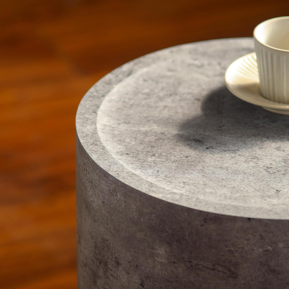 Round End Table with Mars Pattern for Living Room, Modern Drum Circle Side Ta...