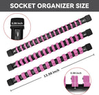Socket Organizer Drive ABS Tools - Pink Socket Holder, Premium Quality 12 Pieces Socket Holders Kit 1/4-Inch x 64 Clips, 3/8-Inch x 60 Clips, 1/2-Inch x 48 Clips（12PC,Pink)