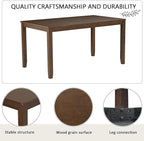 Ball & Cast 6 Piece Dining Table Set with 4 Upholstered Chairs & 1 Bench,Farmhouse Wooden Living Room Furniture for 6 W/ 58.5" Rectangle Kitchen Desk,for Restaurant,Home Bistro,Dining Room,Dark Walnut