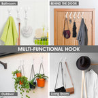 GlazieVault Coat Hooks – Door Hooks (5 Pack) -Heavy Duty Wall Mounted - Premium Design Rust Free Hooks
