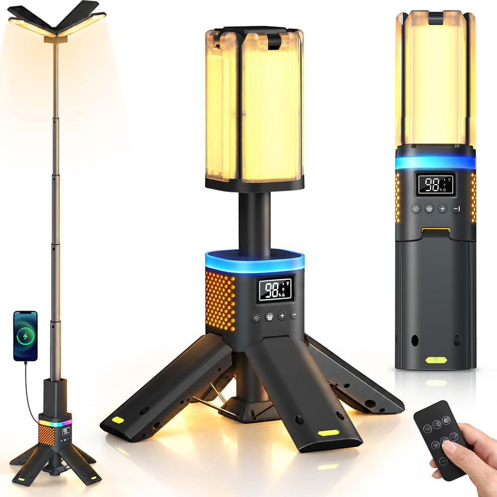 Clemas Telescopic Camping Lights with Remote & RGB,14000mAh Rechargeable ...