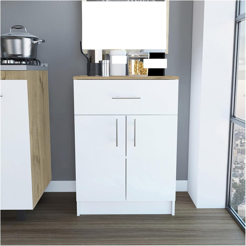 Pantry Cabinet, One Drawer, One Double Door Cabinet with Two Shelves,for Kitchen