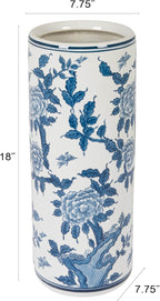 Creative Co-Op Blue and White Ceramic Umbrella Stand