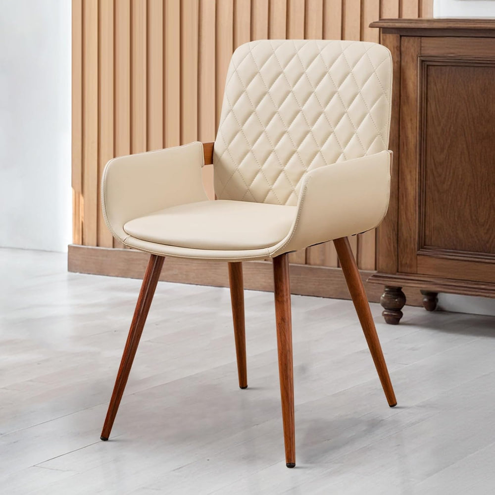 LUNLING Mid Century Modern Faux Leather Dining Room Chairs,Upholstered Seat M...