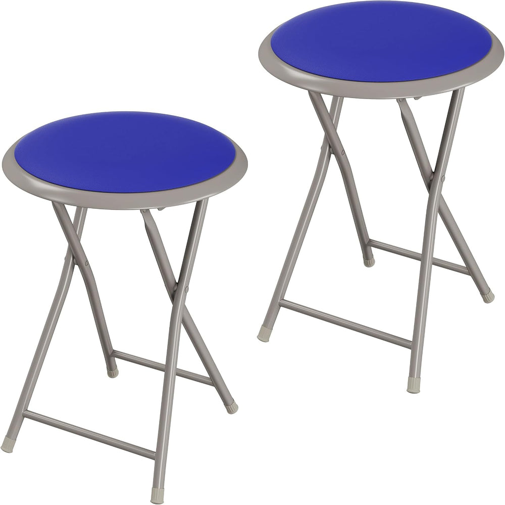 Lavish Home Portable Folding Stool with Backless Seat Set of 2, Blue, 18”