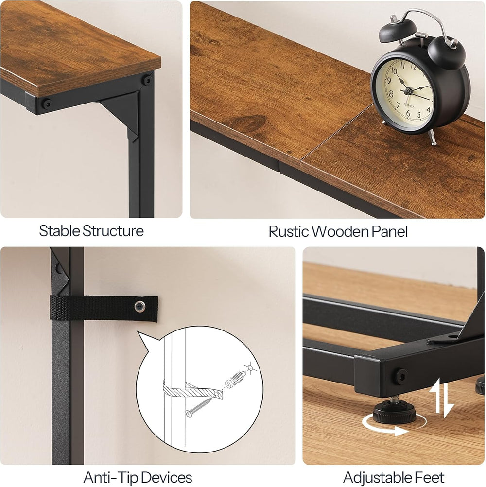 HOOBRO Narrow Console Table with Charging Station, Adjustable Height Sofa Tab...
