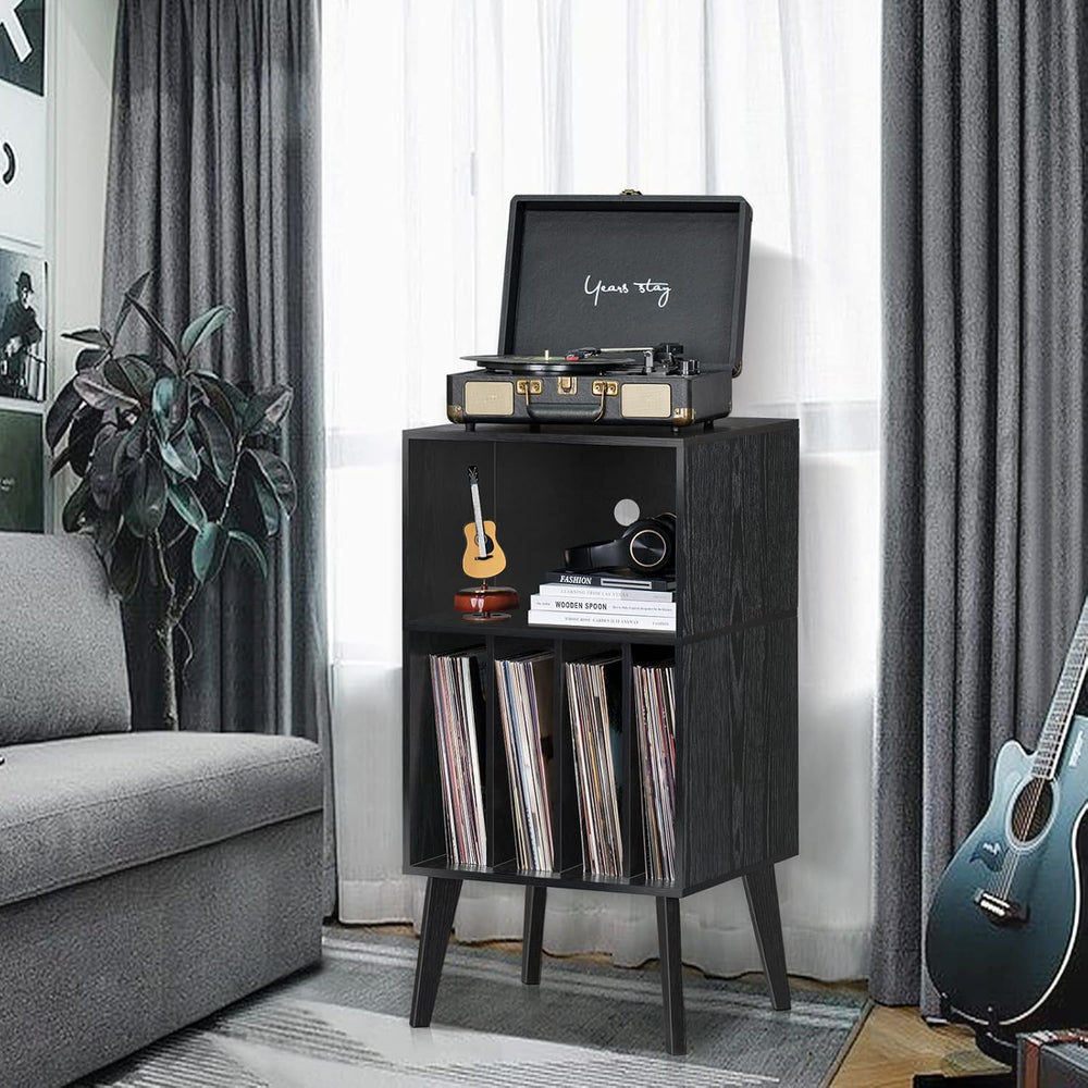 Lerliuo Record Player Stand, Black Turntable Stand Holds up to 160 Albums | M...