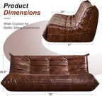 Hobestluk Bean Bag Chair Giant Bean Bag Sofa 3 Seater Bean Bag Chairs for Adults, Loveseat Floor Chair, Leather Bean Bag Chairs for Living Room Bedroom Office (Brown, 3-Seater)