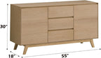 Oak Veneer Storage Cabinet, Dining Cabinet, Two Doors, Three Drawers, Spacious Storage Area,for Kitchen